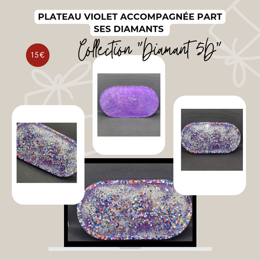 Plateau ovale violet "Diamant 5D"